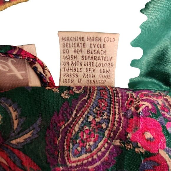 Vintage 90s Satin Robe Womens Size L Purple Shawl Collar Jewel Tones Paisley - Picture 7 of 7